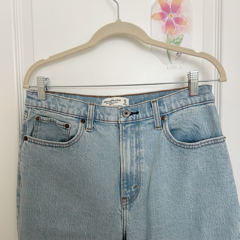 Abercrombie & Fitch 29 Sky Blue High Rise Straight Denim Jeans